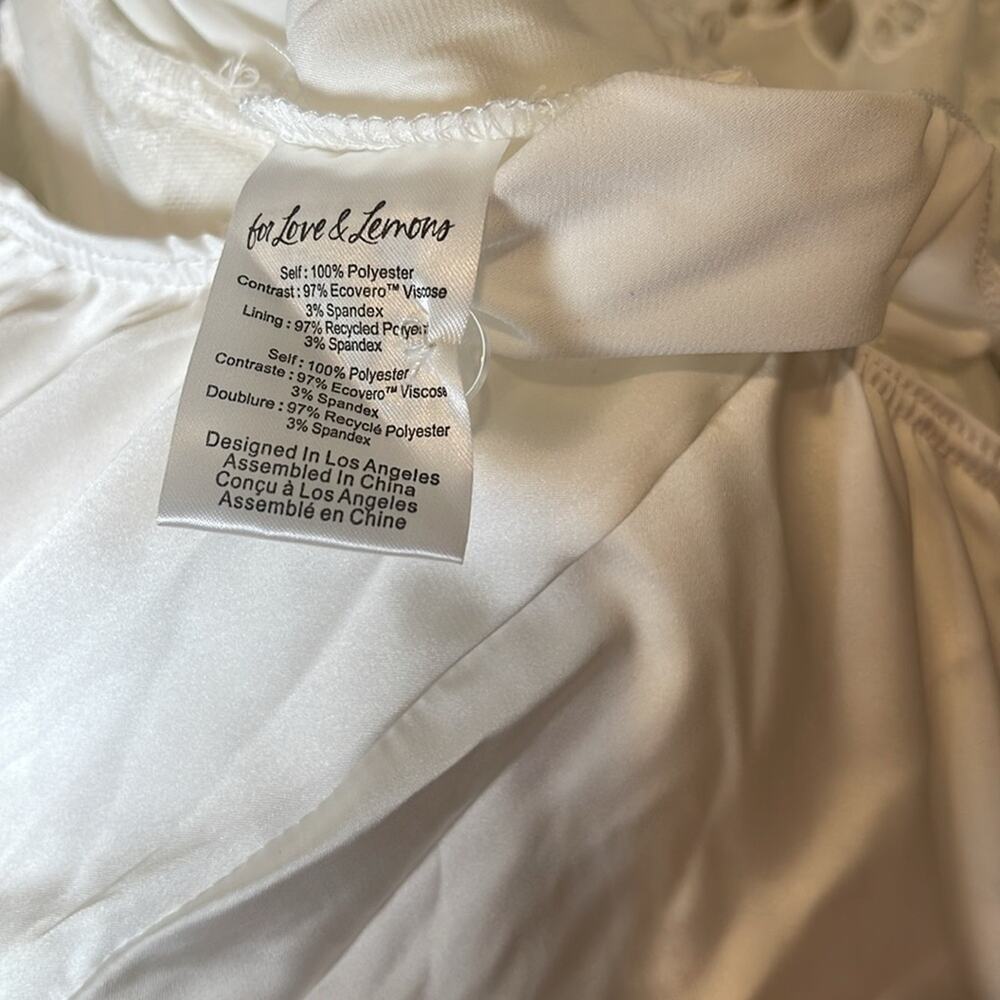 FOR LOVE & LEMONS Romi Eyelet Lace Sheer White Midi Dress Size Small - Picture 10 of 10